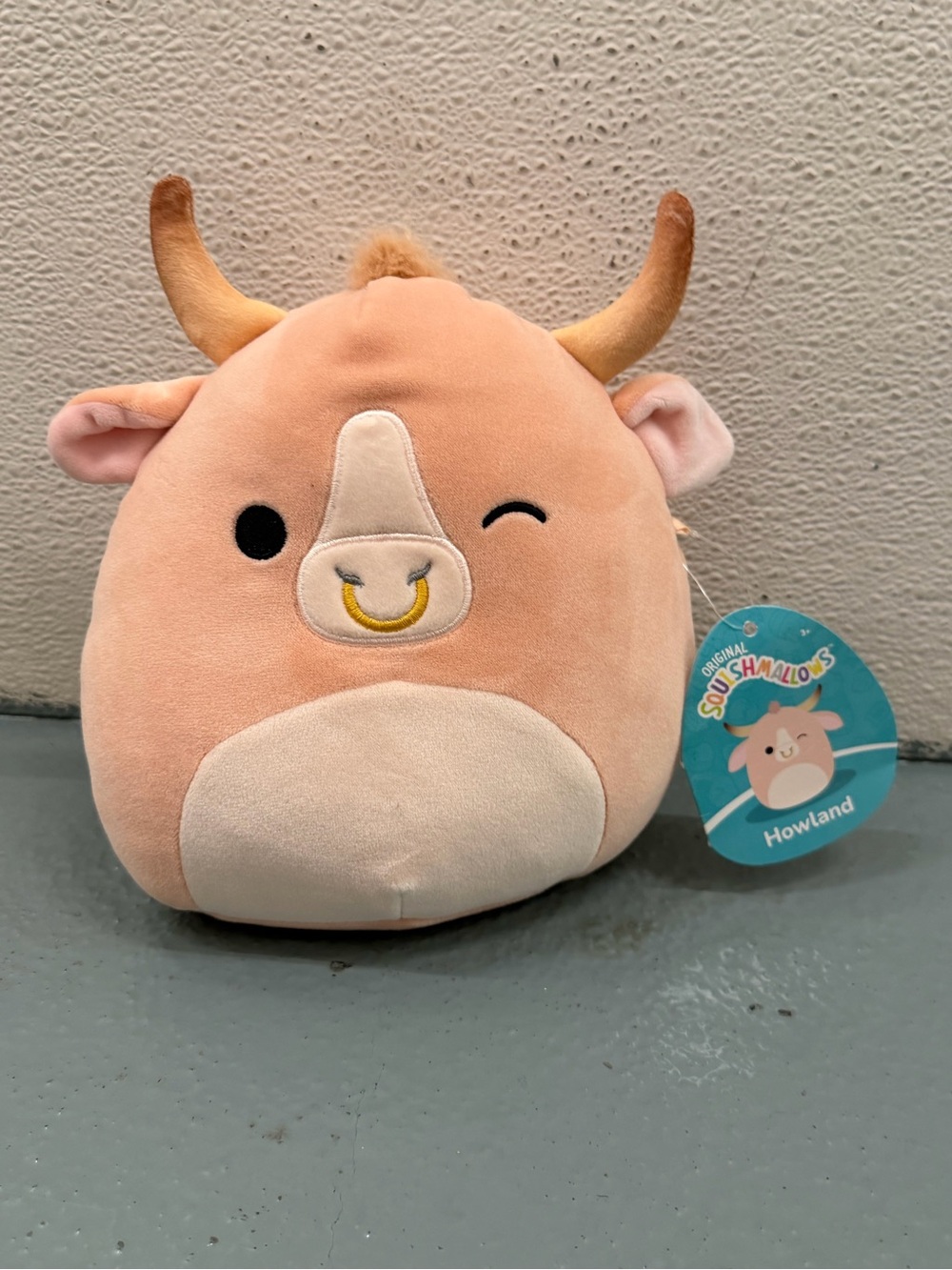Squishmallows Howland Cow Plush Winking Pink/Beige Small (8in) Washable